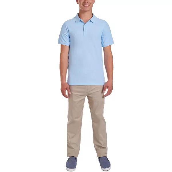 Nautica Young Mens Uniform Short Sleeve Stretch Pique PoloLight Blue