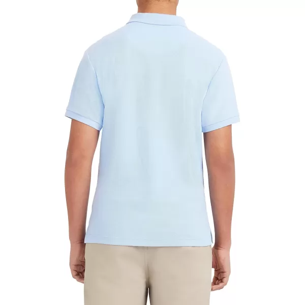 Nautica Young Mens Uniform Short Sleeve Stretch Pique PoloLight Blue