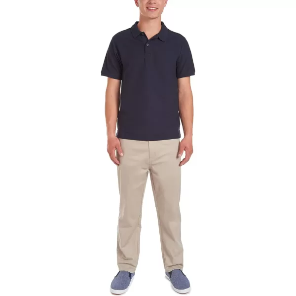 Nautica Young Mens Uniform Short Sleeve Stretch Pique PoloNavy