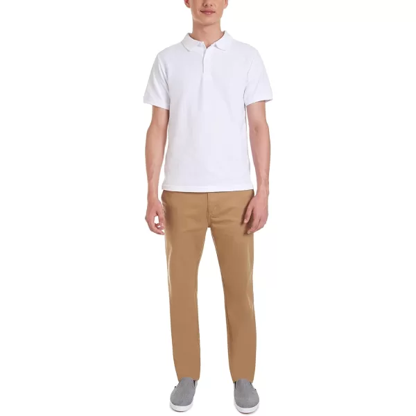 Nautica Young Mens Uniform Short Sleeve Stretch Pique PoloWhite