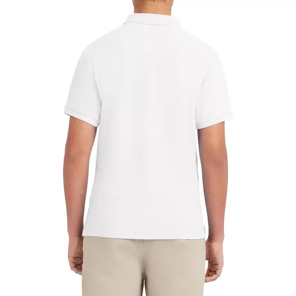 Nautica Young Mens Uniform Short Sleeve Stretch Pique PoloWhite