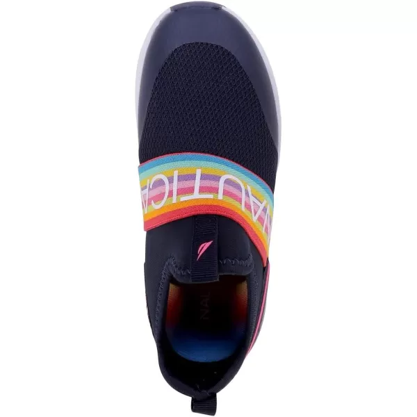 Nautica Youth Girls SlipOn Athletic Sneakers  Stylish Running and Tennis Shoes for Little and Big KidsAlois Saganavy Rainbow Elastic
