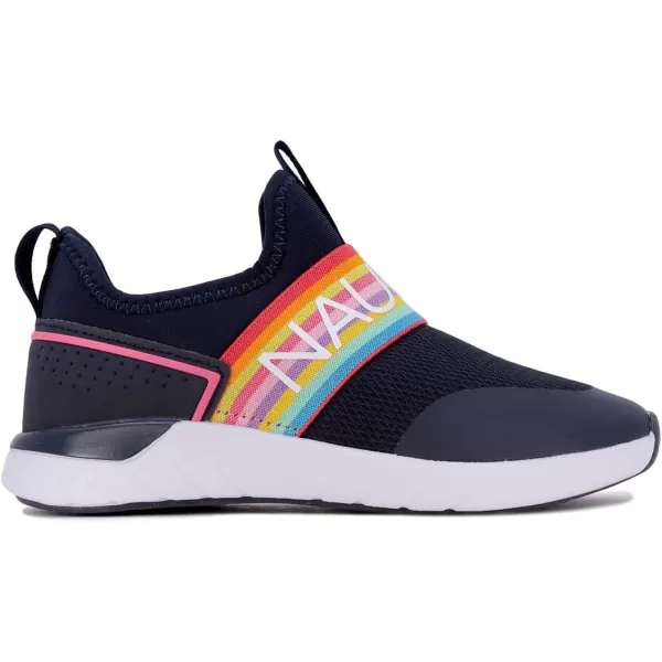 Nautica Youth Girls SlipOn Athletic Sneakers  Stylish Running and Tennis Shoes for Little and Big KidsAlois Saganavy Rainbow Elastic