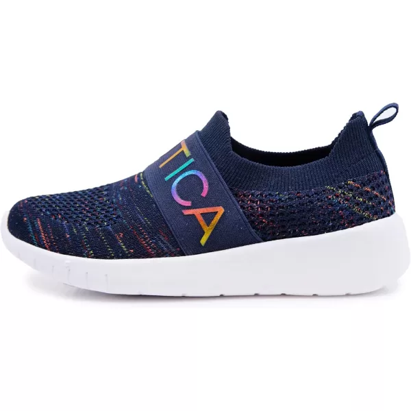 Nautica Youth Girls SlipOn Athletic Sneakers  Stylish Running and Tennis Shoes for Little and Big KidsNavy Rainbow