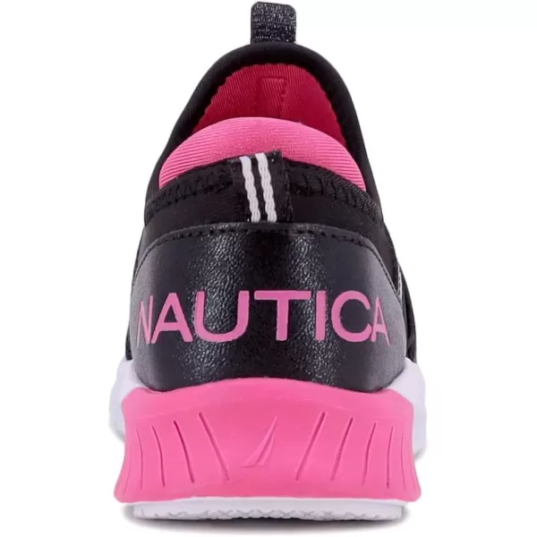 Nautica Youth Girls SlipOn Athletic Sneakers  Stylish Running and Tennis Shoes for Little and Big KidsShiny Black Meshthundergust