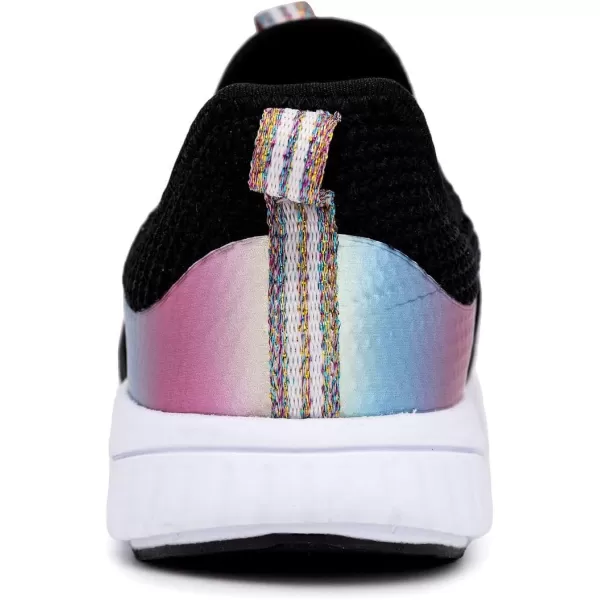 Nautica Youth Girls SlipOn Athletic Sneakers  Stylish Running and Tennis Shoes for Little and Big KidsTuvablack Rainbow