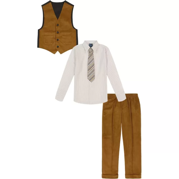 Nautica boys 4piece Vest Set With Dress Shirt Tie Vest and PantsAntique Bronze Corduroy