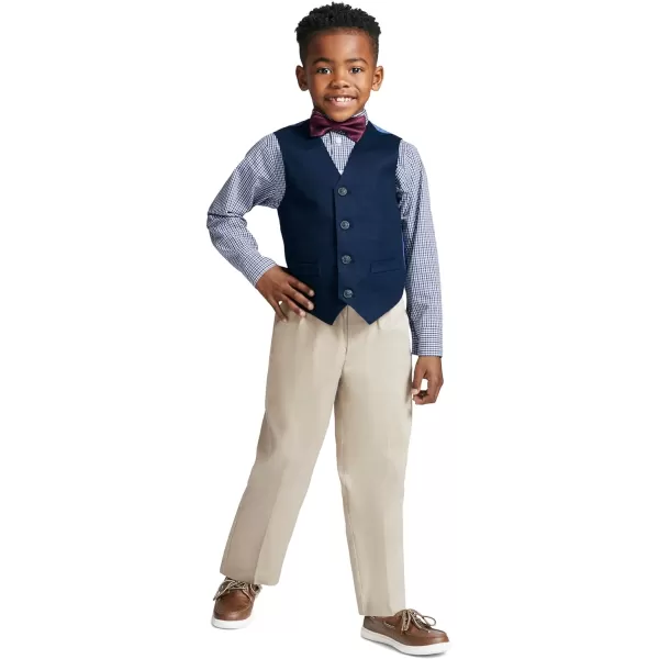 Nautica boys 4piece Vest Set With Dress Shirt Tie Vest and PantsKhaki