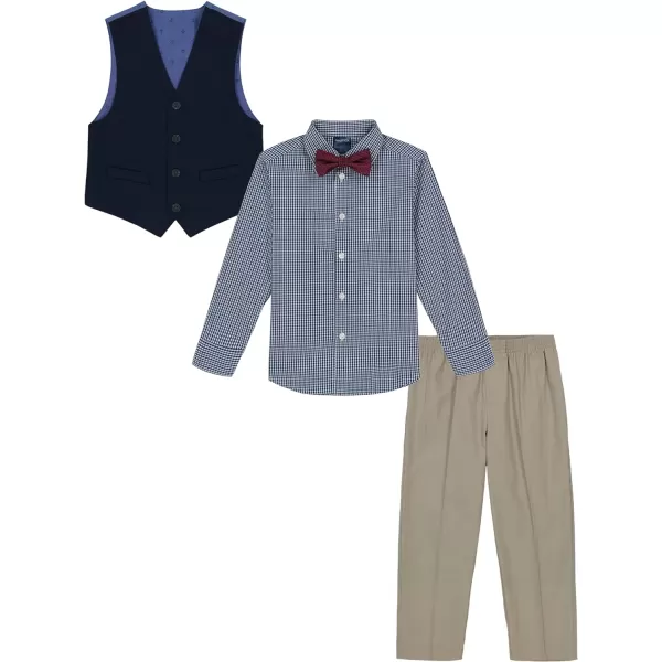 Nautica boys 4piece Vest Set With Dress Shirt Tie Vest and PantsKhaki