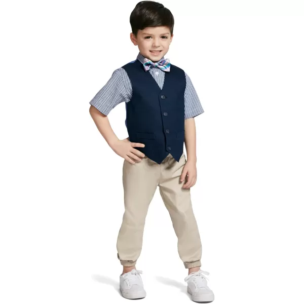 Nautica boys 4piece Vest Set With Dress Shirt Tie Vest and PantsKhaki Short Sleeve