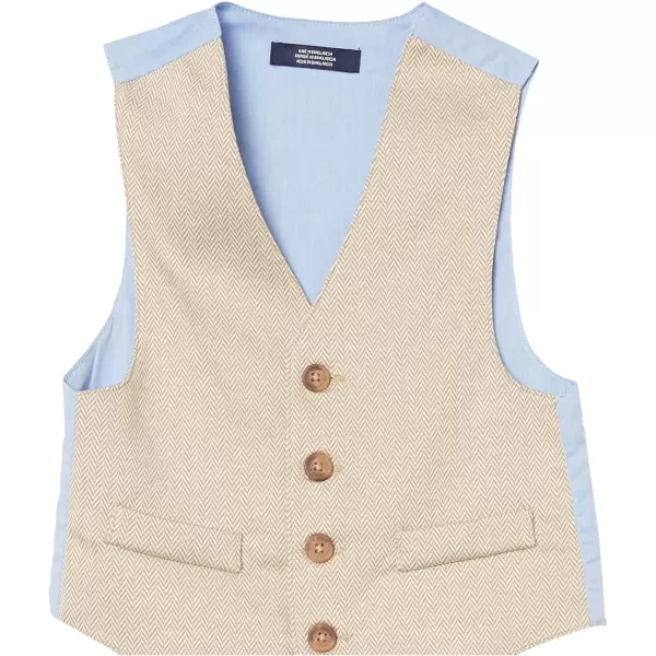 Nautica boys 4piece Vest Set With Dress Shirt Tie Vest and PantsLight Khaki