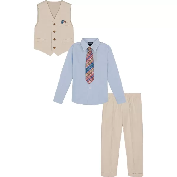 Nautica boys 4piece Vest Set With Dress Shirt Tie Vest and PantsSilvered Birch Linen