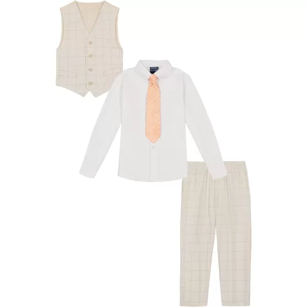 Nautica boys 4piece Vest Set With Dress Shirt Tie Vest and PantsSilvered Birch Windowpane