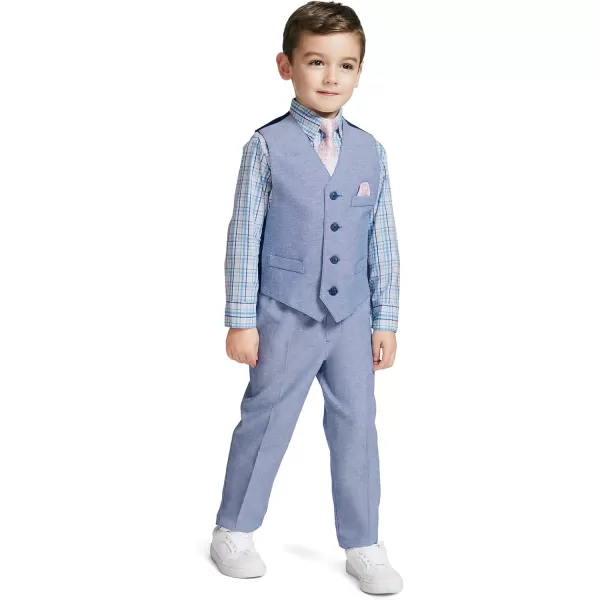 Nautica boys 4piece Vest Set With Dress Shirt Tie Vest and PantsTanzanite Linen