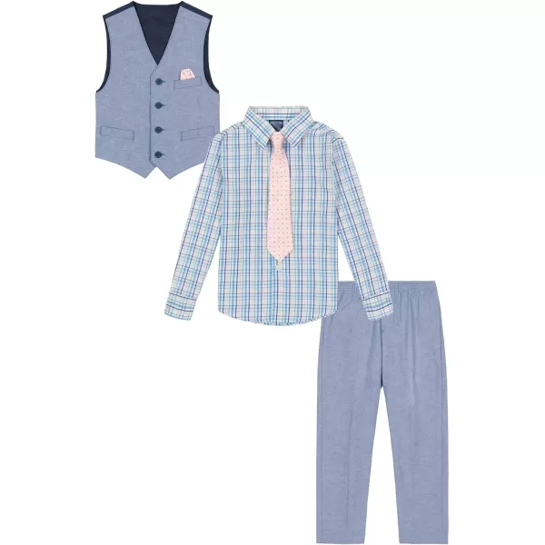 Nautica boys 4piece Vest Set With Dress Shirt Tie Vest and PantsTanzanite Linen