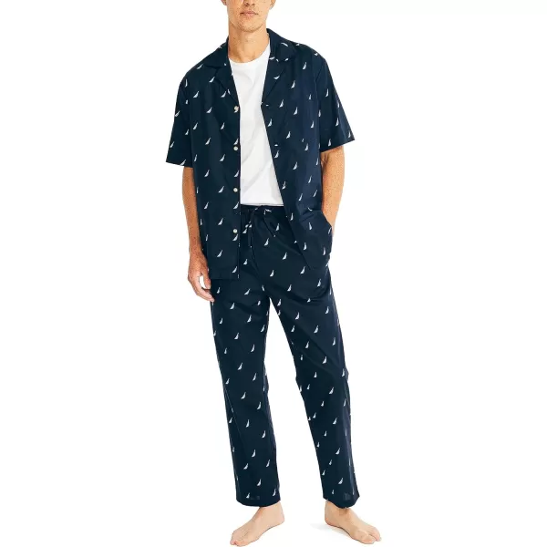 Nautica mens Soft Woven 100 Cotton Elastic Waistband Sleep Pajama PantMaritime Navy