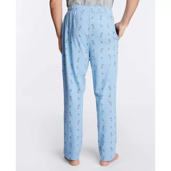 Nautica mens Soft Woven 100 Cotton Elastic Waistband Sleep Pajama PantPorthole Blue