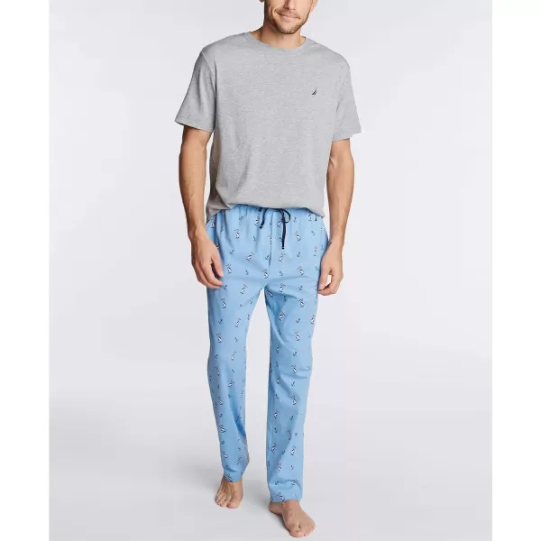 Nautica mens Soft Woven 100 Cotton Elastic Waistband Sleep Pajama PantPorthole Blue