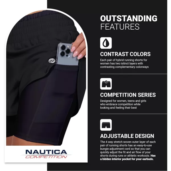 Womens Running Shorts Elastic High Waisted DryFit Moisture Wicking Performance Workout Athletic Biker Compression PocketBlack  Black