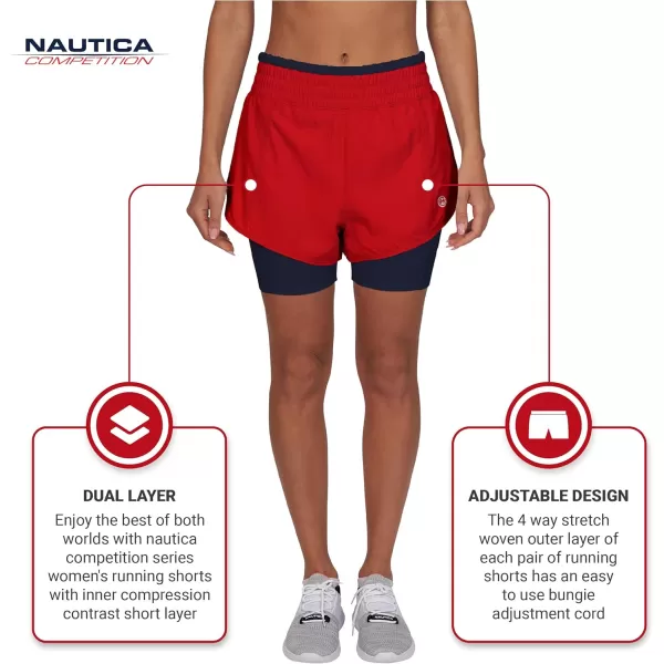 Womens Running Shorts Elastic High Waisted DryFit Moisture Wicking Performance Workout Athletic Biker Compression PocketRed  Navy