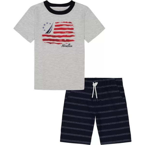 Boys Nautica 2 Piece Tee Woven Short SetGrey  Navy