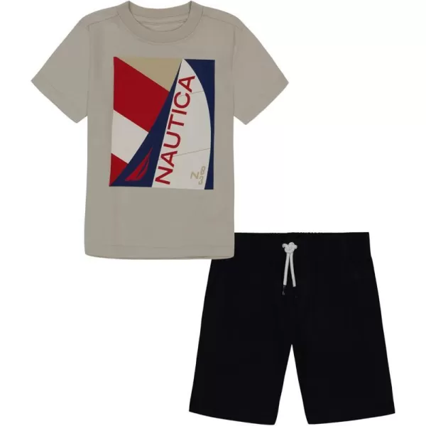 Boys Nautica 2 Piece Tee Woven Short SetMushroom  Navy