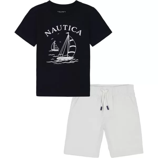 Boys Nautica 2 Piece Tee Woven Short SetNavy  White