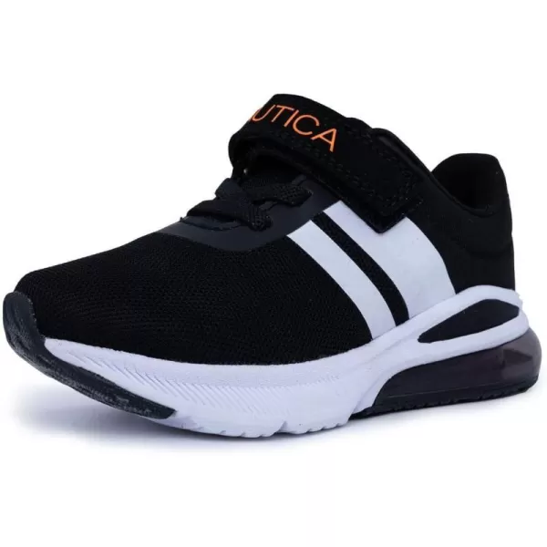 NAUTICA Kids Boys Girls Air Bubble Sneaker Athletic Running Shoe with StrapBungee ToddlerLittle KidsTetra Air Black White Orange