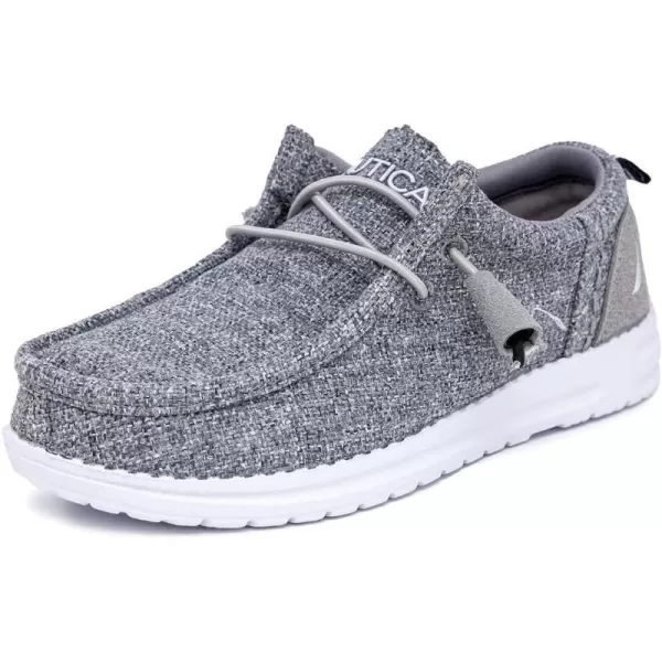 NAUTICA Kids Boys Youth Comfort Loafers LaceUp Boat Shoe Lightweight Casual Stretch SneakerLittle KidBig Kid RushfordGrey