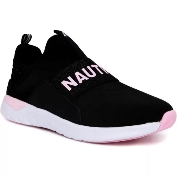 NAUTICA Kids Girls Youth Athletic Fashion Sneakers  SlipOn Style for Little Kids and Big KidsBlack Metallicmalin