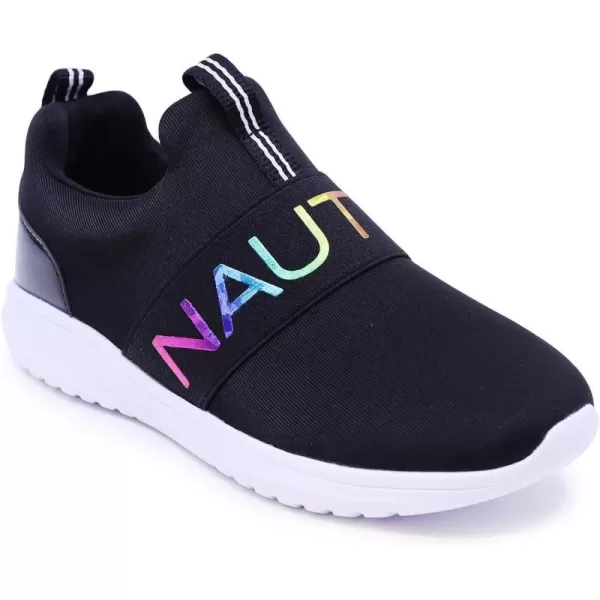 NAUTICA Kids Girls Youth Athletic Fashion Sneakers  SlipOn Style for Little Kids and Big KidsBlack Rainbow Canvey