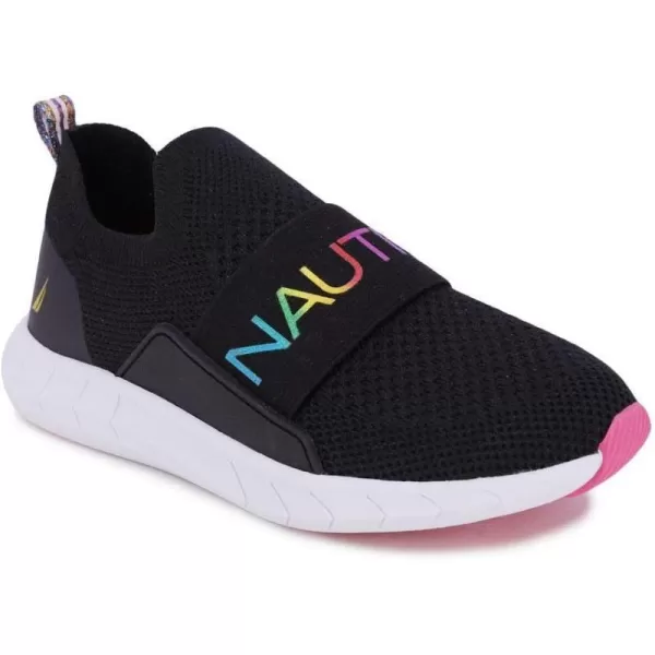 NAUTICA Kids Girls Youth Athletic Fashion Sneakers  SlipOn Style for Little Kids and Big KidsBlack Rainbow Metallic