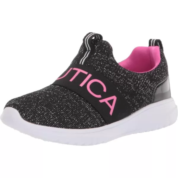 NAUTICA Kids Girls Youth Athletic Fashion Sneakers  SlipOn Style for Little Kids and Big KidsBlack Sparkle Pink