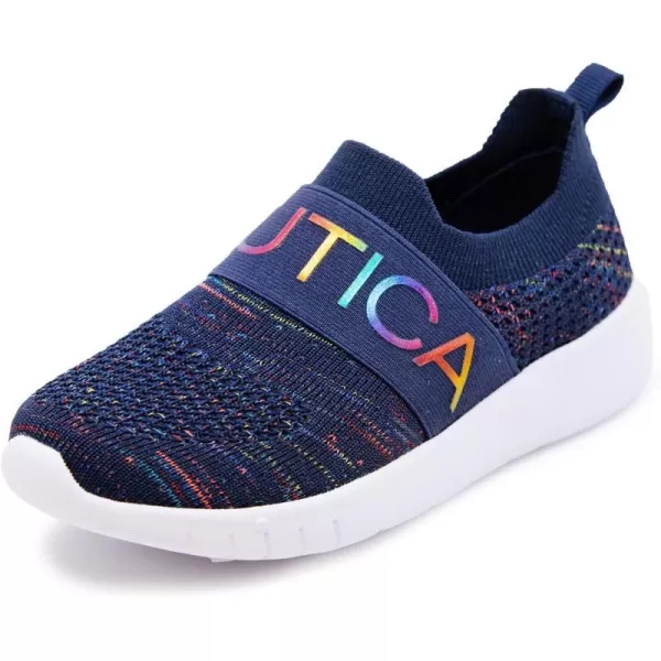 NAUTICA Kids Girls Youth Athletic Fashion Sneakers  SlipOn Style for Little Kids and Big KidsNavy Rainbow