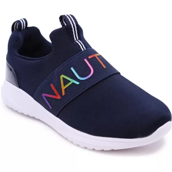 NAUTICA Kids Girls Youth Athletic Fashion Sneakers  SlipOn Style for Little Kids and Big KidsNavy Rainbow Canvey Waffle