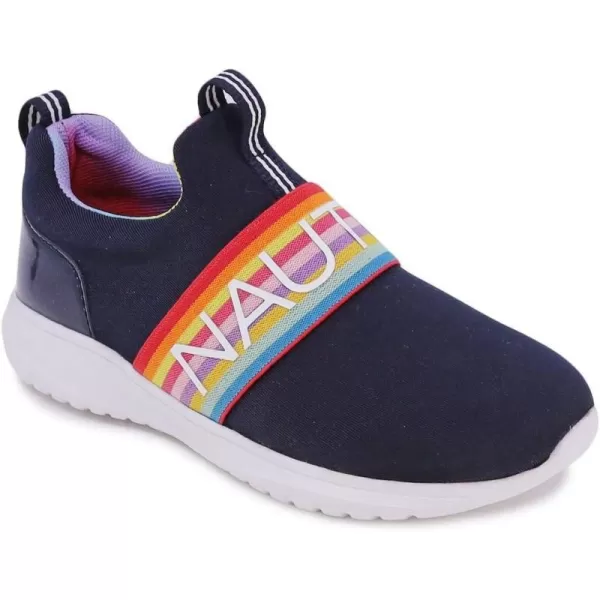 NAUTICA Kids Girls Youth Athletic Fashion Sneakers  SlipOn Style for Little Kids and Big KidsNavy Rainbow Elastic