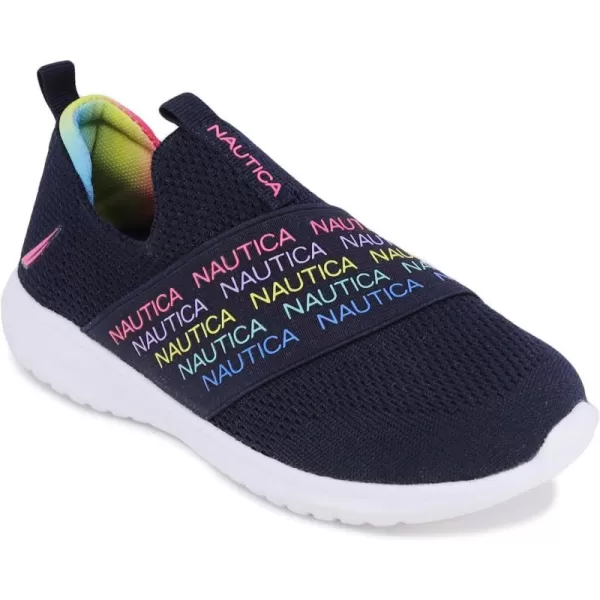 NAUTICA Kids Girls Youth Athletic Fashion Sneakers  SlipOn Style for Little Kids and Big KidsPiercenavy Rainbow