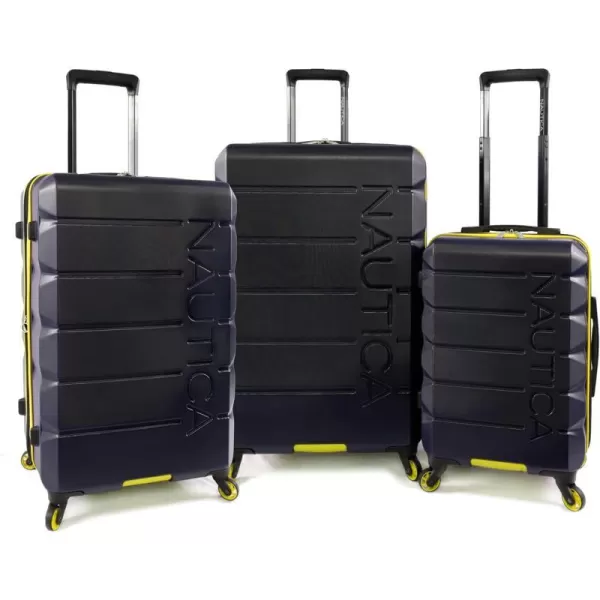 NAUTICA Lightview 3pc Hardside Luggage Set NavyYellowNAUTICA Lightview 3pc Hardside Luggage Set NavyYellow