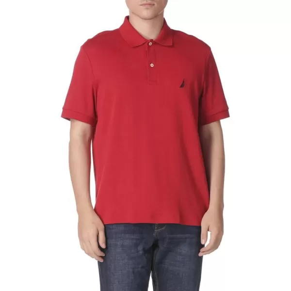 NAUTICA Mens Classic Fit Short Sleeve Solid Soft Cotton Polo ShirtNautica Red