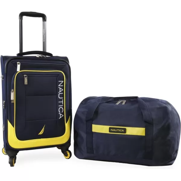 NAUTICA Pathfinder 2pc Softside Luggage Set GreyOrangeNavyYellow