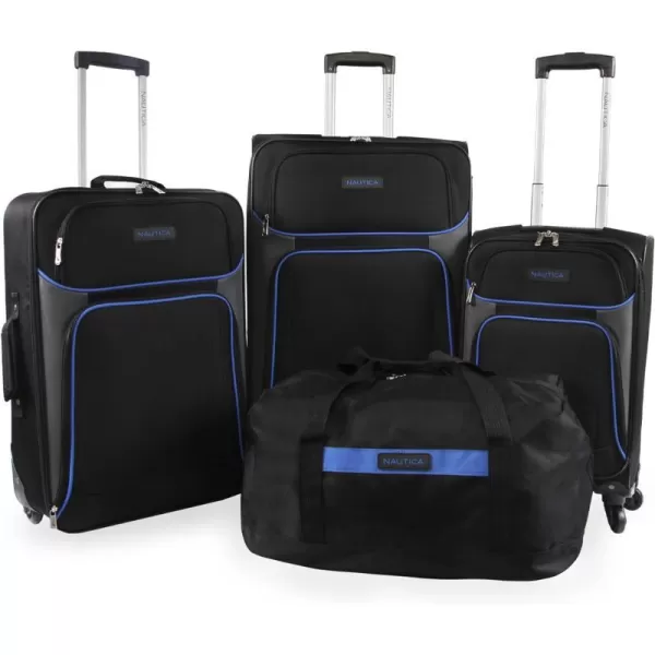 NAUTICA Seascape Collection 4pc Softside Luggage Set BlackBlueBlackBlue