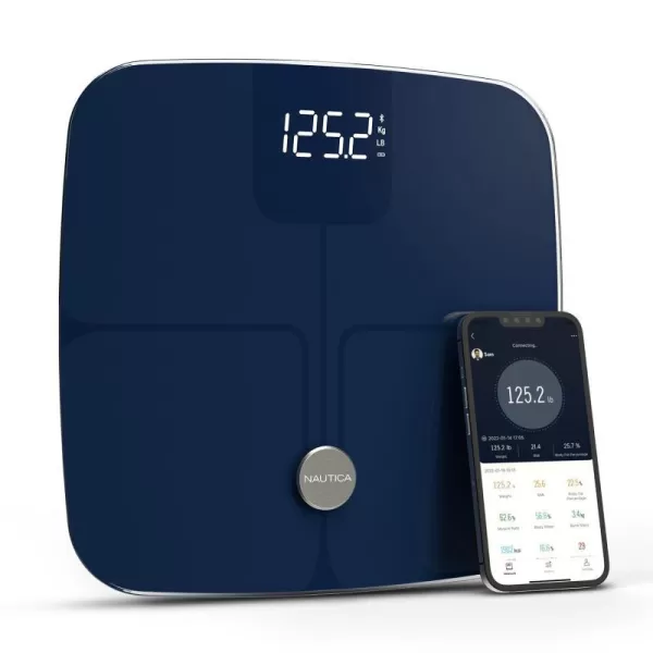 NAUTICA Smart Scale Plus ITO Technology Body Fat Scale with Digital LED Display Full Body Composition Analyzer Fitness Digital Body Tracker MultiUser  Bluetooth WiFi NAUTICA NavyNAUTICA Smart Scale Plus ITO Technology Body Fat Scale with Digital LED Display Full Body Composition Analyzer Fitness Digital Body Tracker MultiUser  Bluetooth WiFi NAUTICA Navy