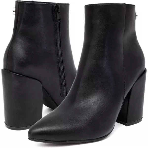 NAUTICA Womens Heeled Ankle Bootie with Pointed Toe Block Heel and Side Zipper for Winter  YevaBlack