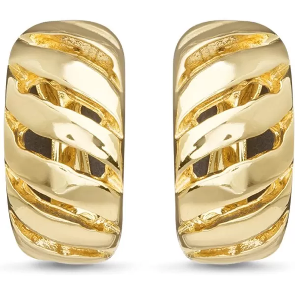 Nautica 14K Gold Plated Alloy Clip On Huggie Hoop Earrings for WomenYellow