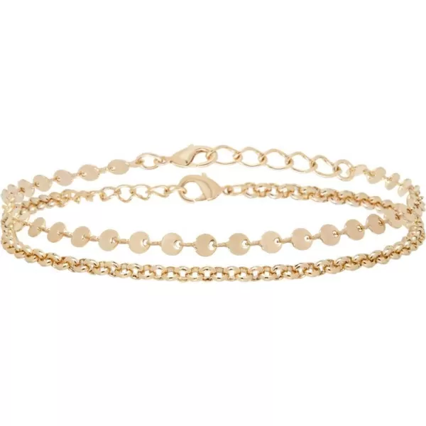 Nautica 14K Gold Plated Brass Anklet  Double Row Layered Chain Anklet for WomenBeadOval