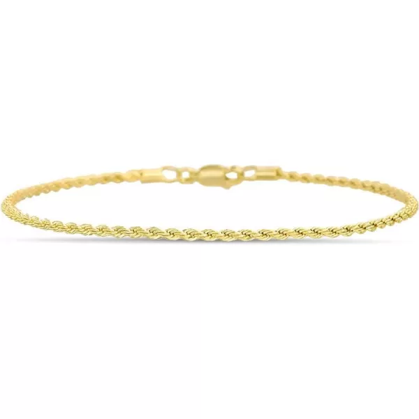 Nautica 14K Gold Plated Brass Bracelet  Classic Twist French Rope Chain Bracelet for Men and Women2 mm 75 in