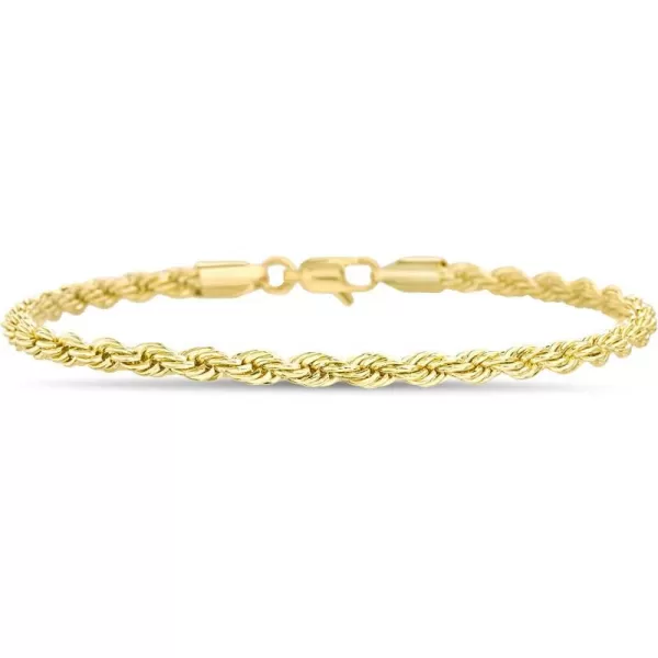 Nautica 14K Gold Plated Brass Bracelet  Classic Twist French Rope Chain Bracelet for Men and Women4 mm 75 in