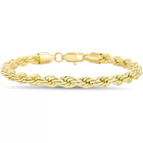 Nautica 14K Gold Plated Brass Bracelet  Classic Twist French Rope Chain Bracelet for Men and Women6 mm 75 in