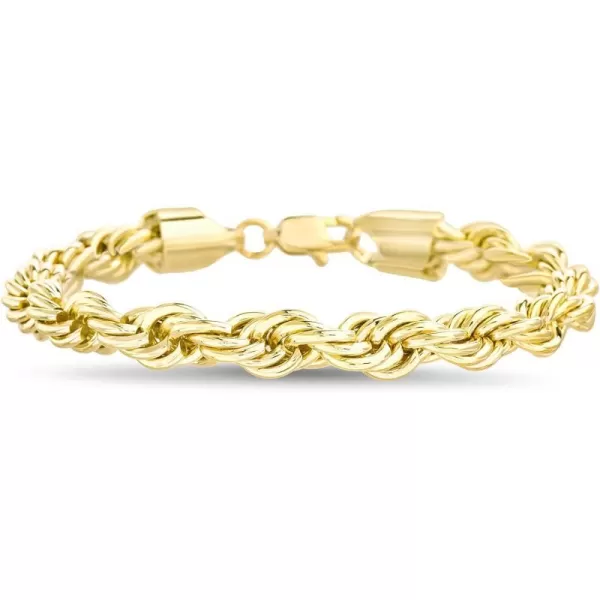 Nautica 14K Gold Plated Brass Bracelet  Classic Twist French Rope Chain Bracelet for Men and Women8 mm 75 in