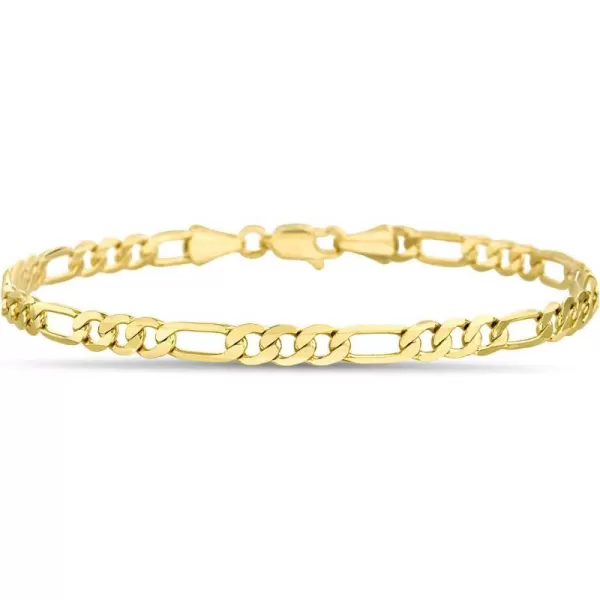 Nautica 14K Gold Plated Brass Flat Link Figaro Curb Chain Bracelet for Men and Women1 mm 75 in